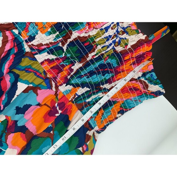 Maurices Bright Floral Smocked Poplin Midi Dress Multicolored Pockets Womens XXL - Picture 11 of 13